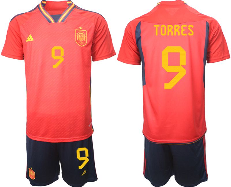 Men 2022 World Cup National Team Spain home red #9 Soccer Jerseys->customized soccer jersey->Custom Jersey